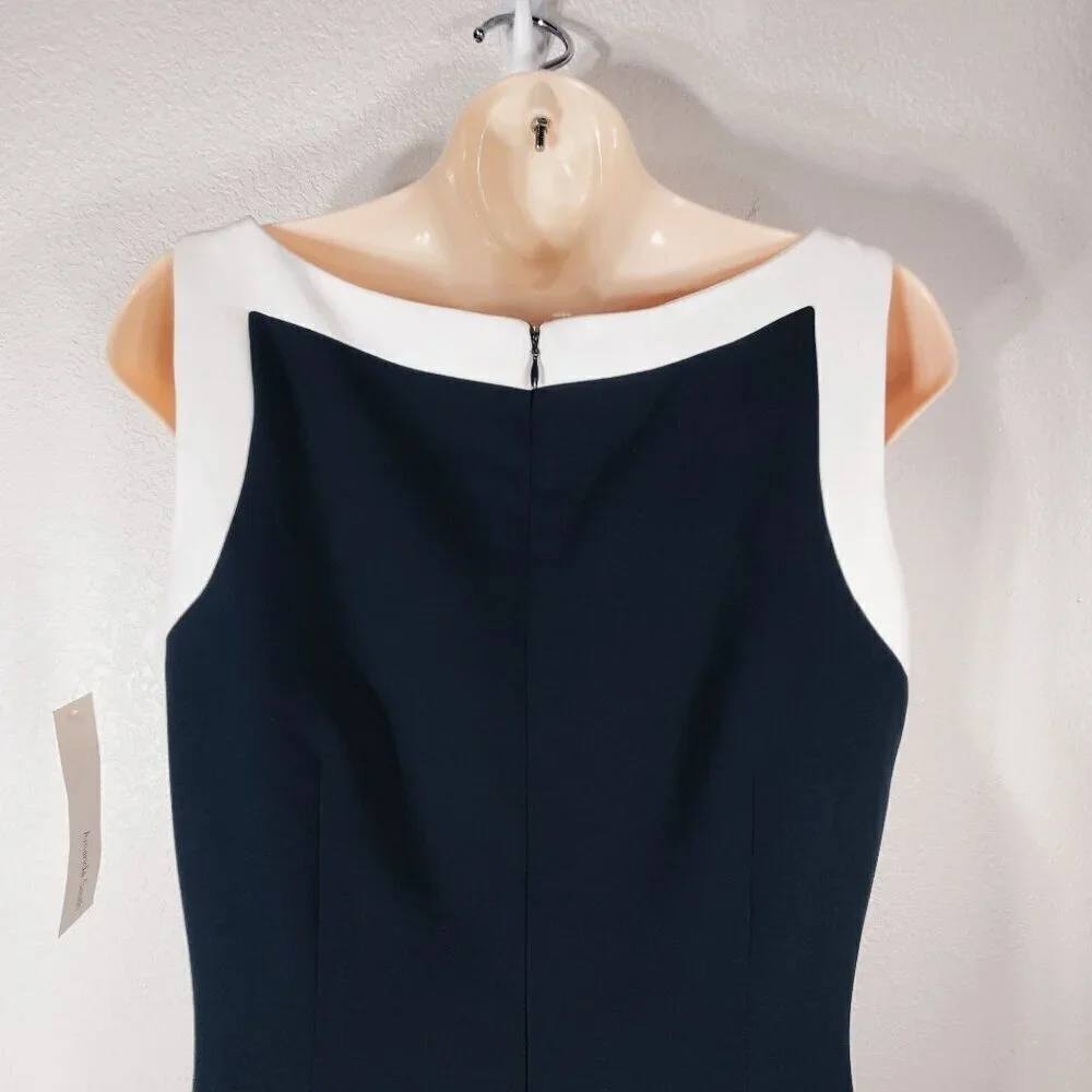 Amanda Smith Womens Black & White Sleeveless Sheath Dress Size 12 Stylish